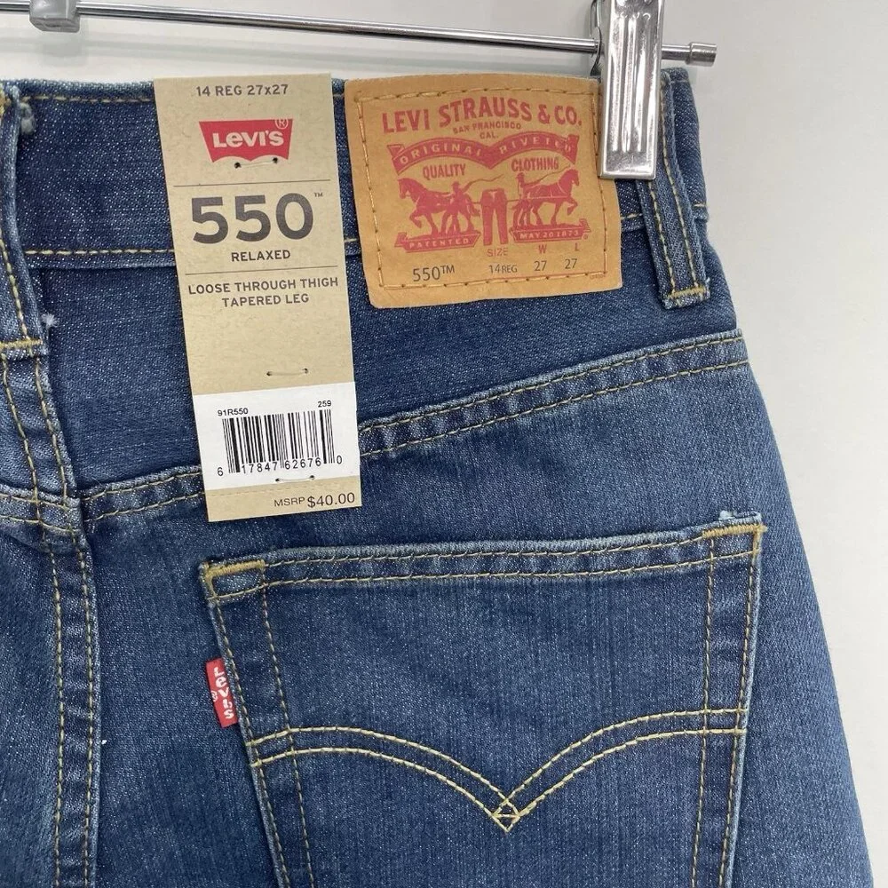 Levi’s 550 Jeans Relaxed Tapered Leg Denim Kids Youth‎ 14R 27x27